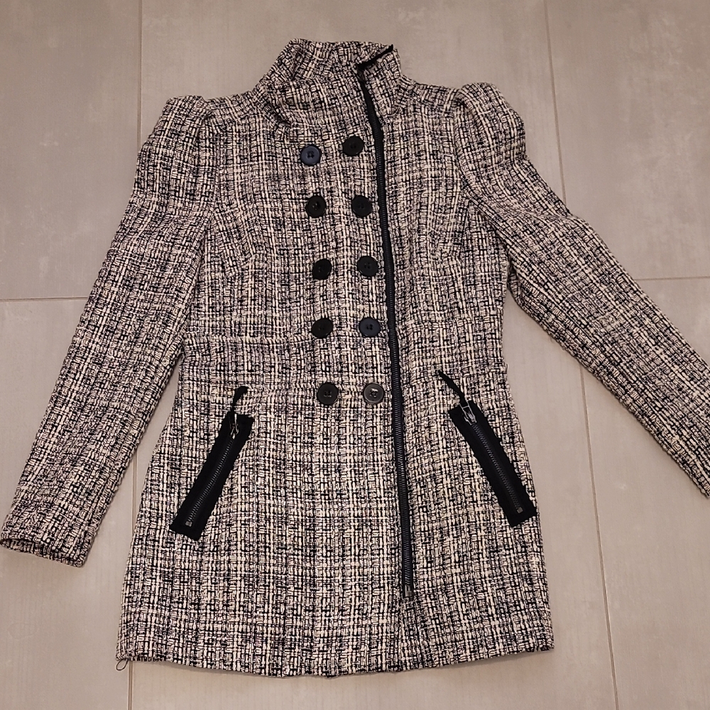 Bebe Black and White Tweed Blazer/ Coat